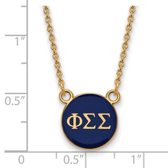14K Plated Silver Phi Sigma Sigma Small Enamel Necklace - Picture 2 of 6